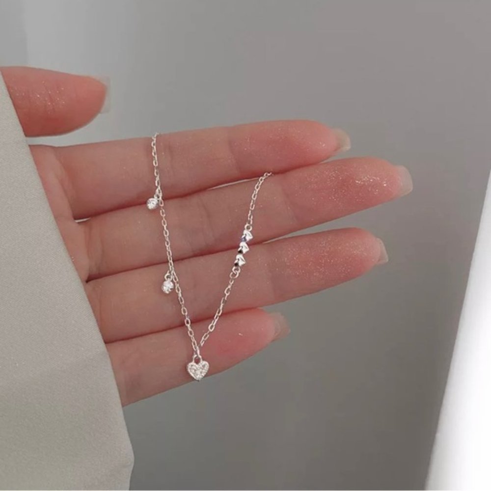925 Sterling Silver Fashion Temperament Heart Bracelet Jewelry Women Wedding - Picture 2 of 5